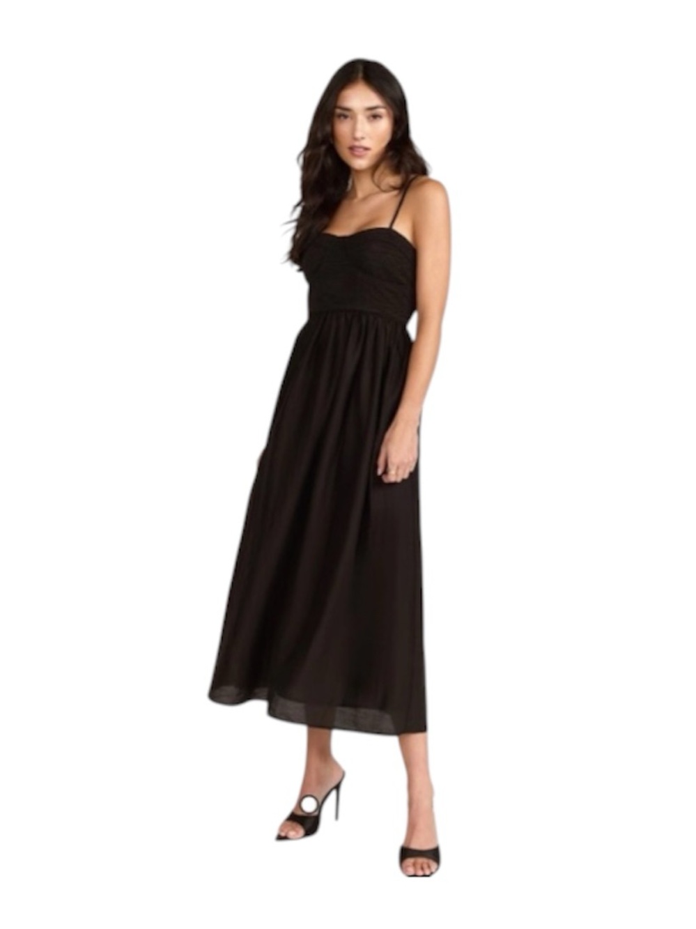 NWT Crescent Corset Knit Woven Midi Dress Black Long Dress Size Small